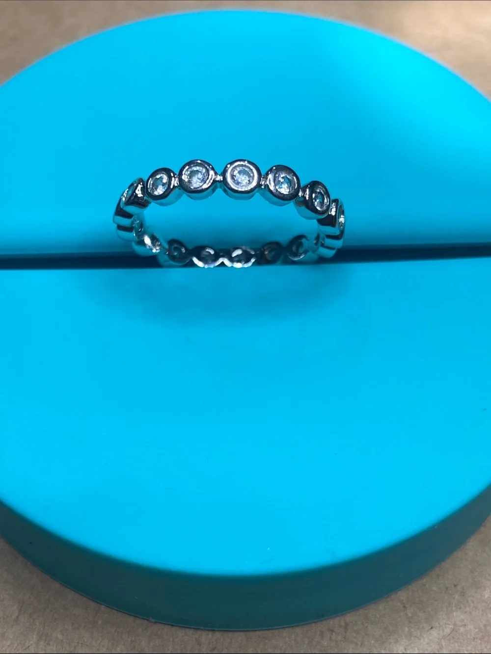 Sterling Silver Crystal Bezel-Set Eternity Band - size 7.5